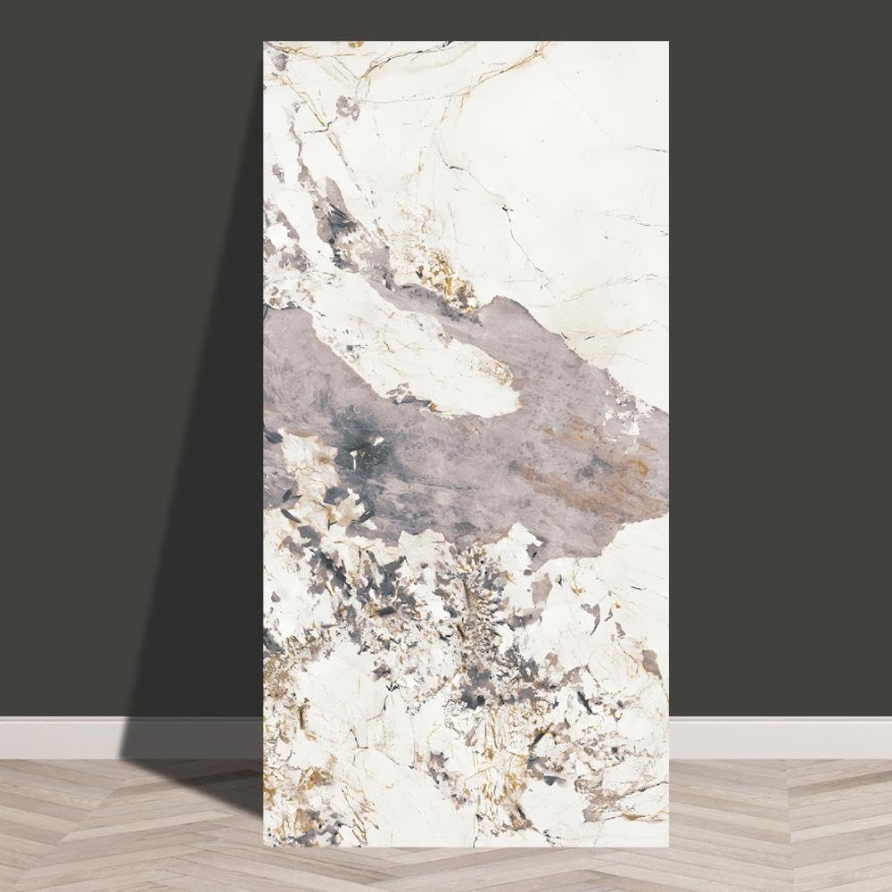 Zestaw 10 tapet w stylu współczesnym - wodoodporna tapeta z efektem marmuru, odklejana i przyklejana, usuwalna, 30 x 60 cm, biała G