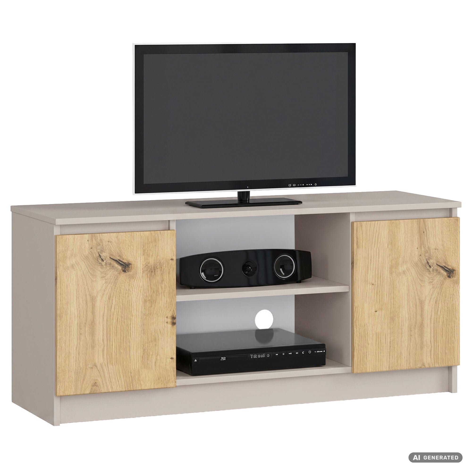 Szafka RTV Kaszmir 120 cm 2 drzwi kolor Dąb Artisan mat 2 półki 120x40x55 cm
