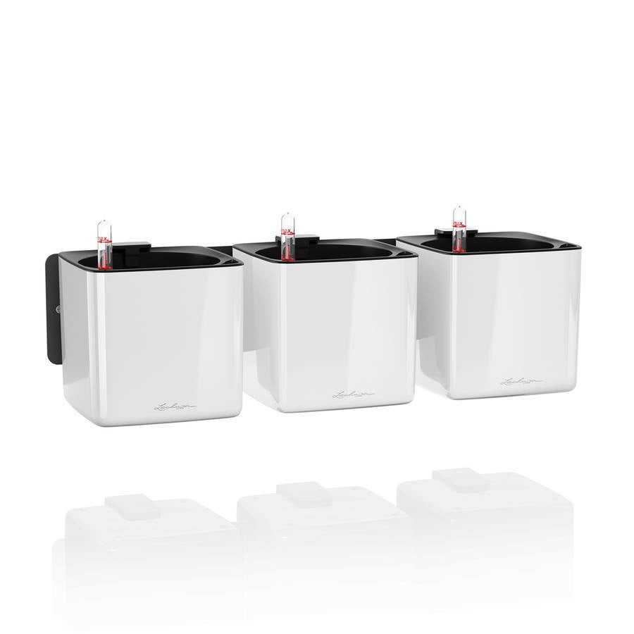 Doniczka Lechuza Ścienna CUBE Glossy Home Kit Biały Połysk 1 szt