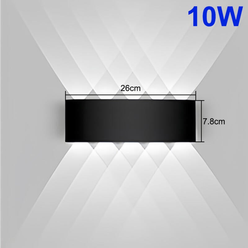 Kinkiet wewnętrzny LED 10W, aluminium czarne - oświetlenie w górę i w dół, nadaje się do salonów, sypialni i korytarzy - światło białe.