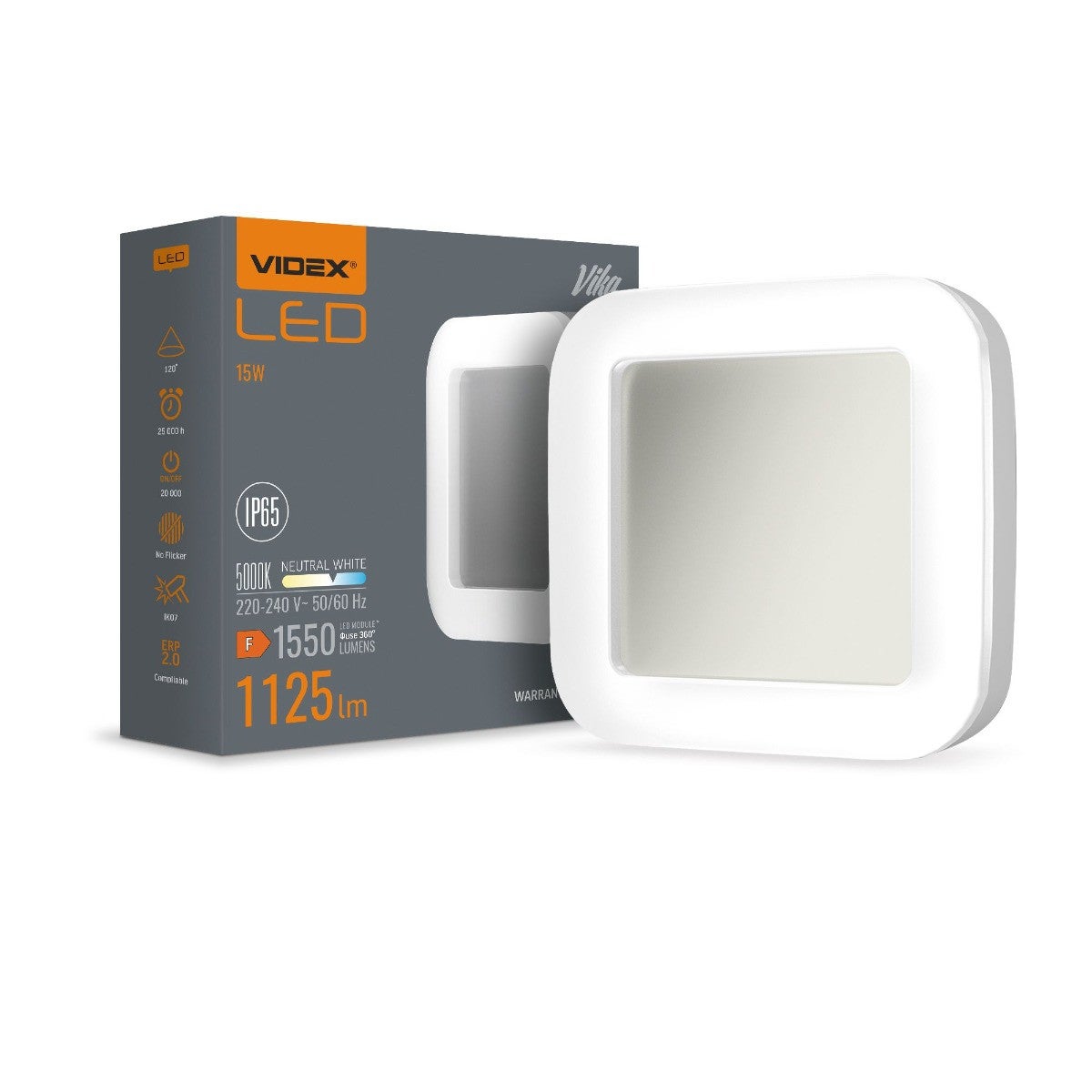 Kinkiet zewnętrzny VIKA LED 15 W Neutralna biel 1550lm biały wym: 19x19x4,2 cm IP65 Videx