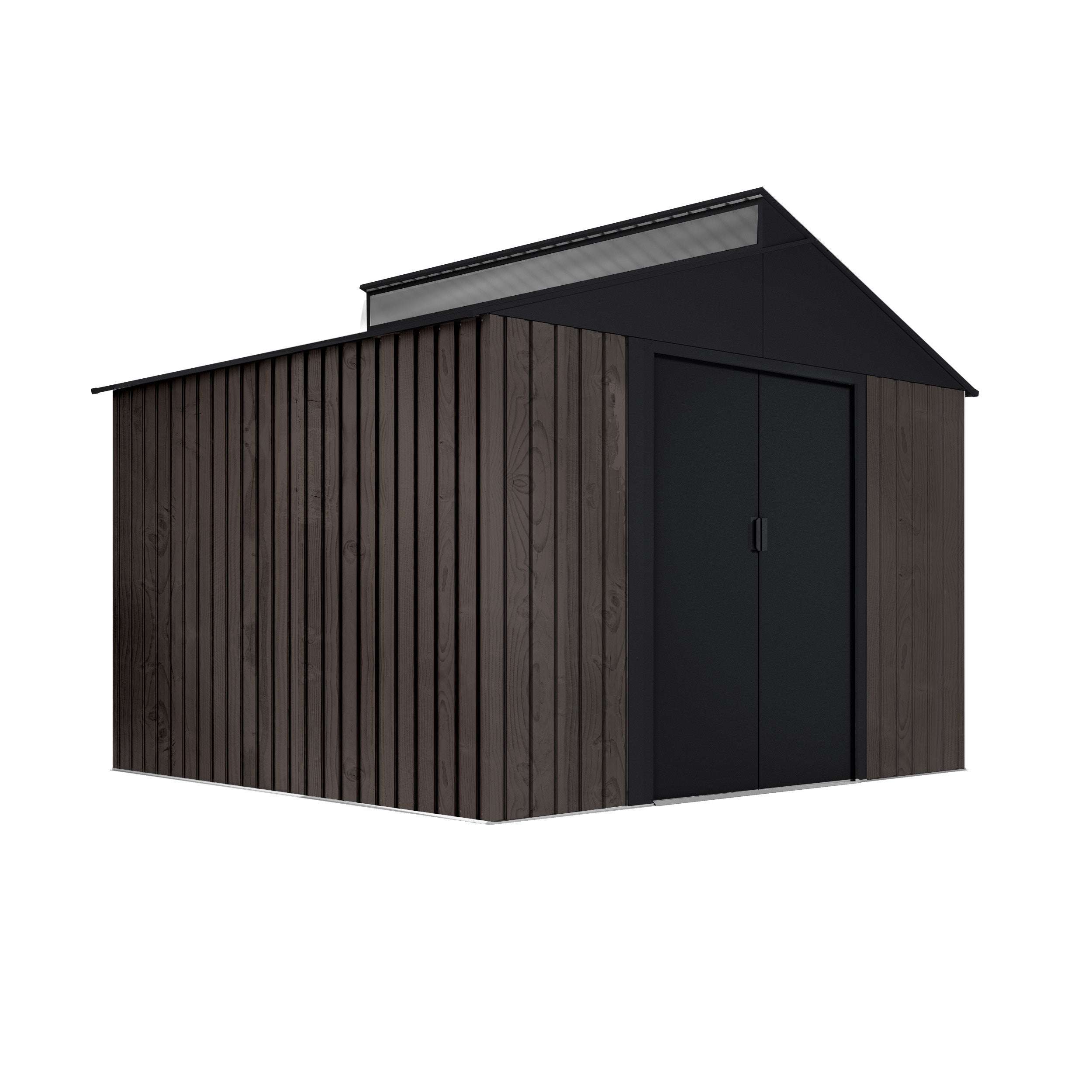 **Domek Ogrodowy 7,25 m² Robin t2 – Efekt drewna – Świetlik – Drzwi przesuwne**