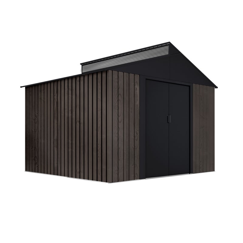 **Domek Ogrodowy 7,25 m² Robin t2 – Efekt drewna – Świetlik – Drzwi przesuwne**