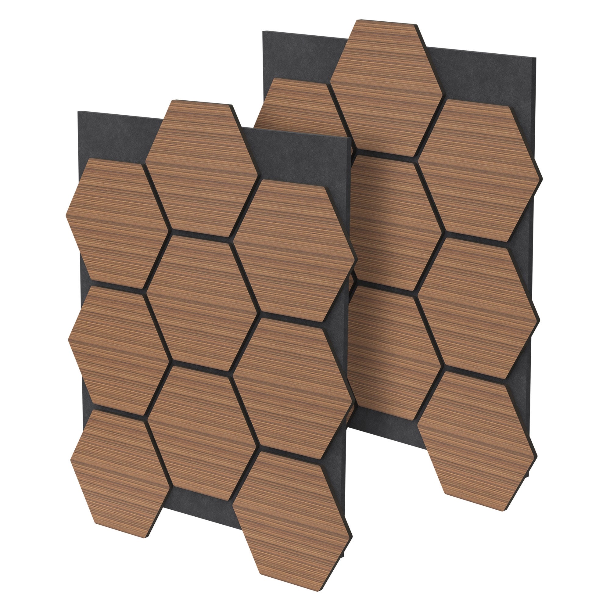 ML-Design zestaw 2 teak paneli akustycznych MDF 66x81x2 cm z sześciokątnym wzorem drewna panele dekoracyjne do izolacji ścian biura studia