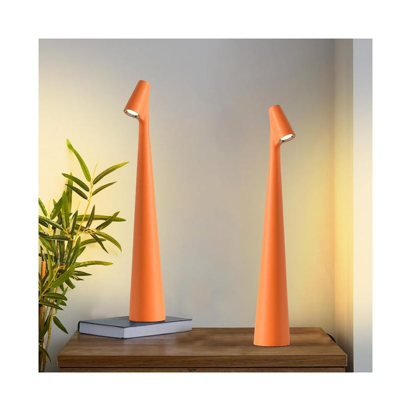 Zestaw 2 pomarańczowych bezprzewodowych lamp stołowych, akumulatorowych, dotykowych i wodoodpornych, idealnych do czytania, sypialni, salonu lub na s