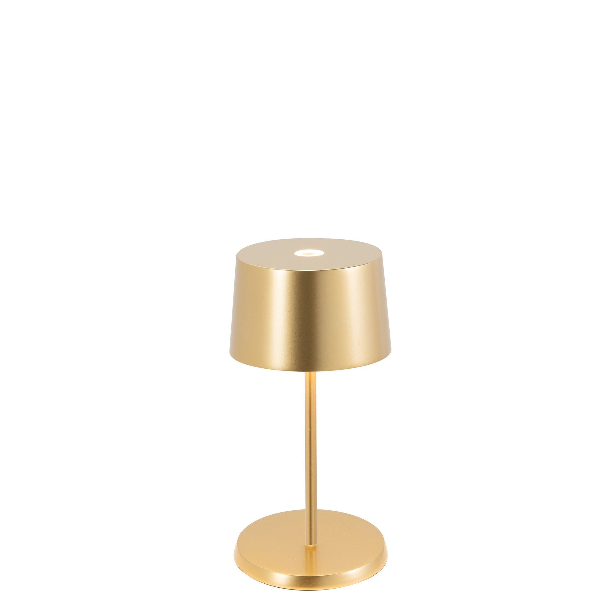 Lampa stołowa LED Zafferano Olivia Pro mini, żółte złoto, ładowalna i ściemnialna - 2200-2700-3000K, 9 godzin przy maksymalnej mocy