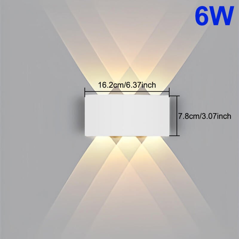 Kinkiet wewnętrzny LED 6W, obudowa z białego aluminium – oświetlenie dwukierunkowe – nadaje się do salonów, sypialni i przedpokojów – ciepłe światło