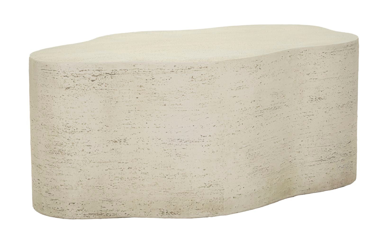 Nowoczesny stolik kawowy Cloud w kolorze kremowym MGO 92,5 x 54,8 x 40 cm – organiczny design i materiał imitujący rzeźbiony kamień