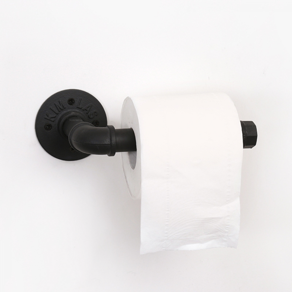 Matowy czarny uchwyt na papier toaletowy w stylu industrialnym, metalowy, żeliwny, ścienny uchwyt na ręczniki do łazienki, kuchni, sypialni, san