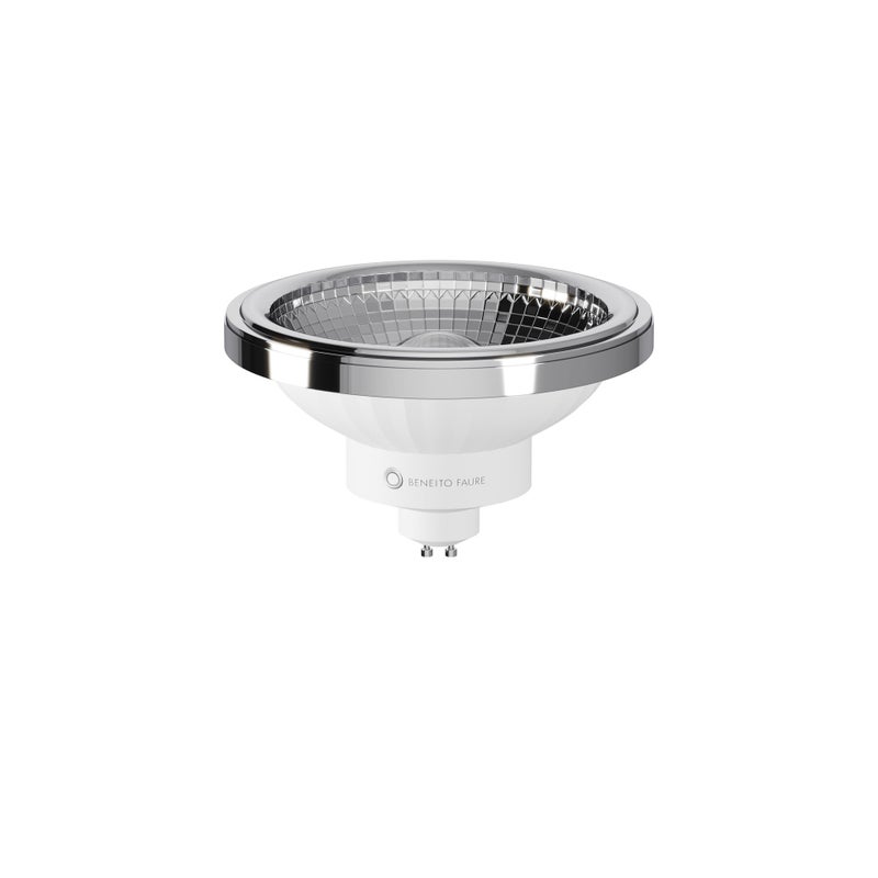 Żarówka LED AR111 dichroiczna 15 W GU10 15 stopni 2700 K 1050 lumenów ciepłe światło wykończenie chromowane - Beneito & Faure Professional Lighting