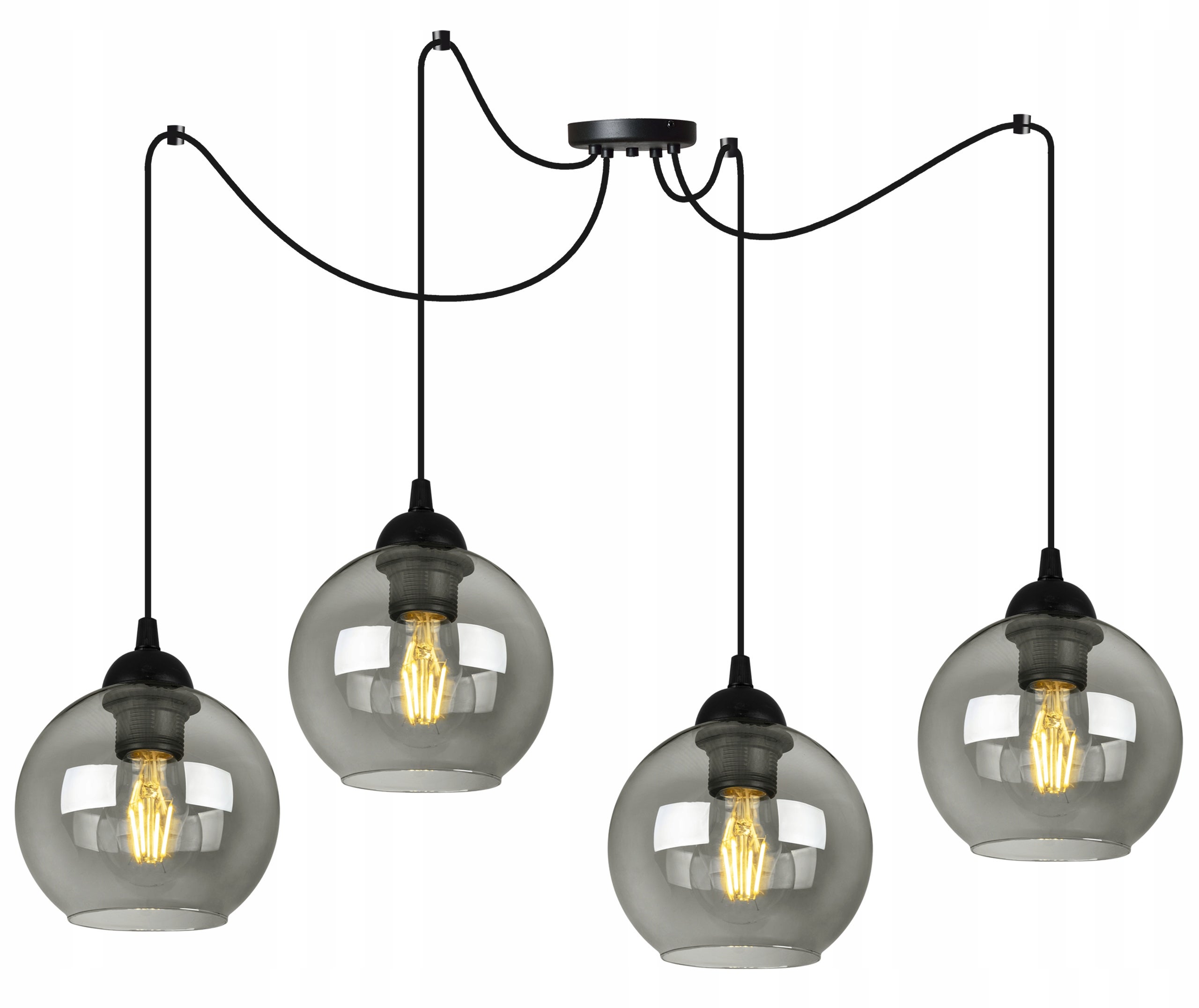 Lampa sufitowa wisząca Light Home LH Spider Haga 4x E27 abażur kula grafitowy nowoczesna