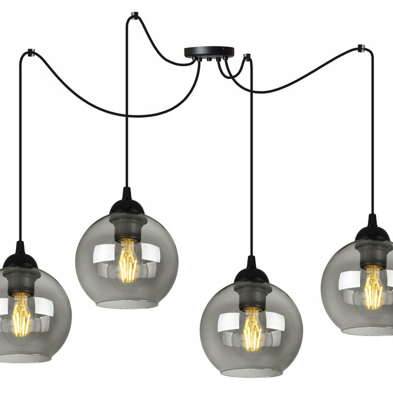 Lampa sufitowa wisząca Light Home LH Spider Haga 4x E27 abażur kula grafitowy nowoczesna