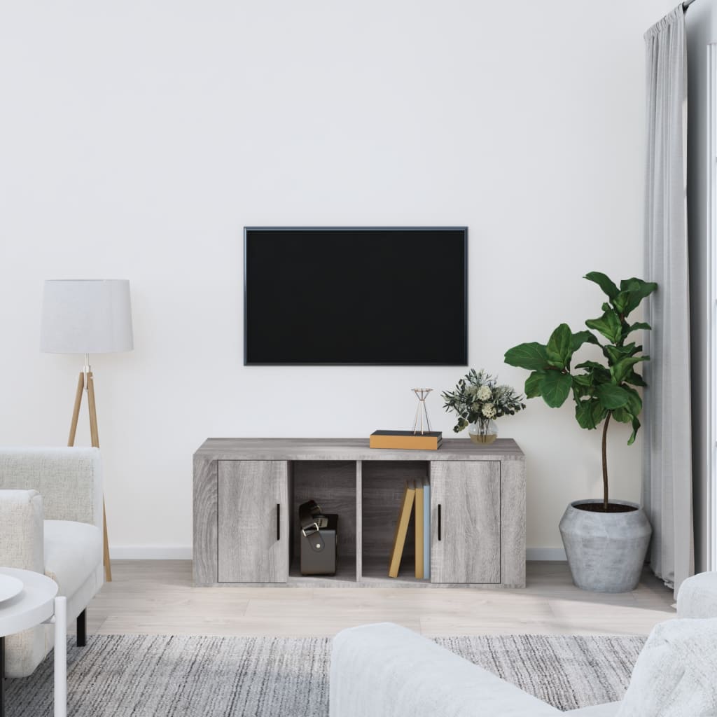 Szafka pod telewizor, szary dąb sonoma, 100x35x40 cm vidaXL