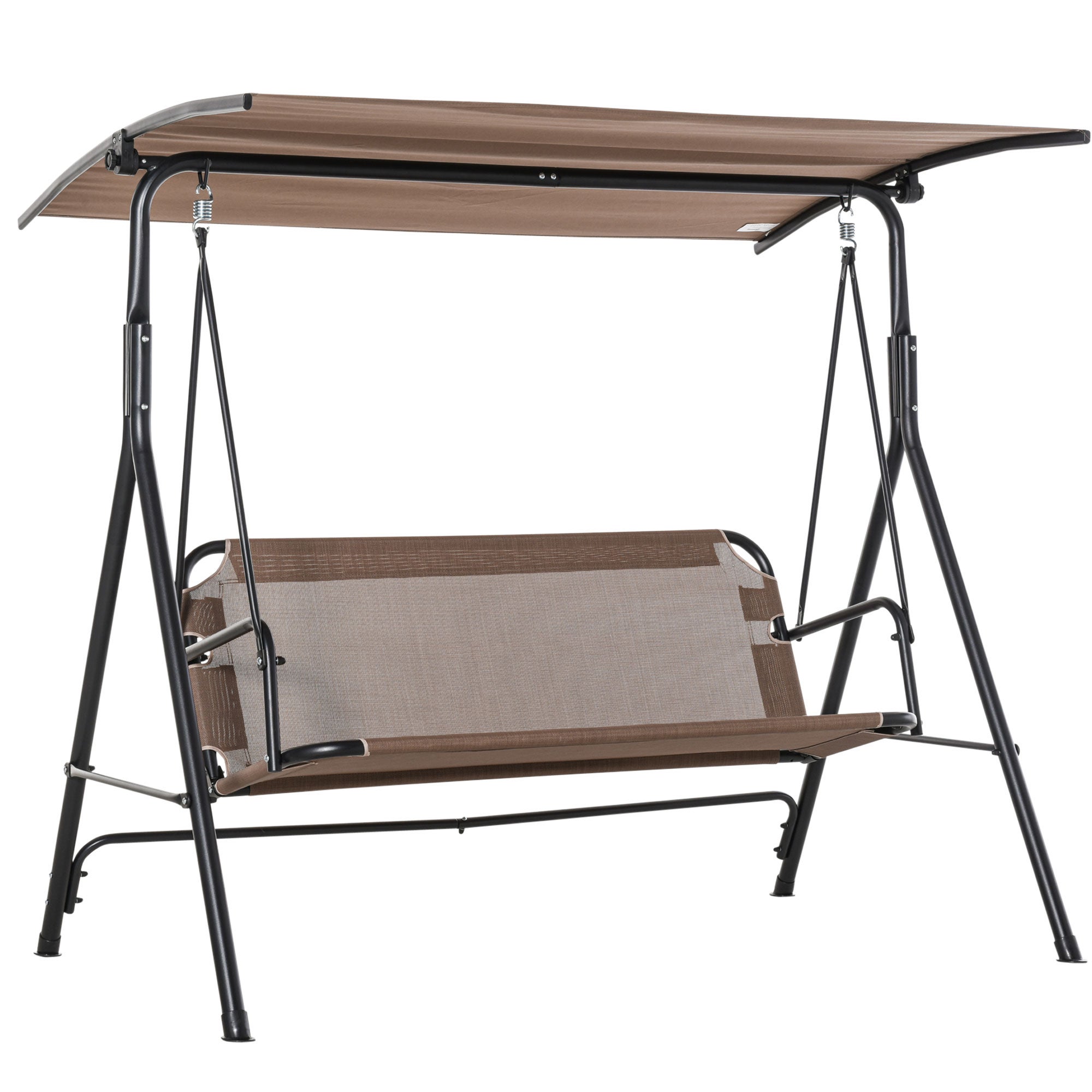 Huśtawka ogrodowa Hollywood 2-osobowa, odporna na promieniowanie UV, wysokiej jakości rura metalowa, regulowany kąt, brązowa