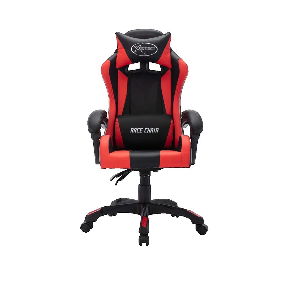 Fotel do gier vidaXL ze skóry ekologicznej z podświetleniem LED i ergonomiczną poduszką