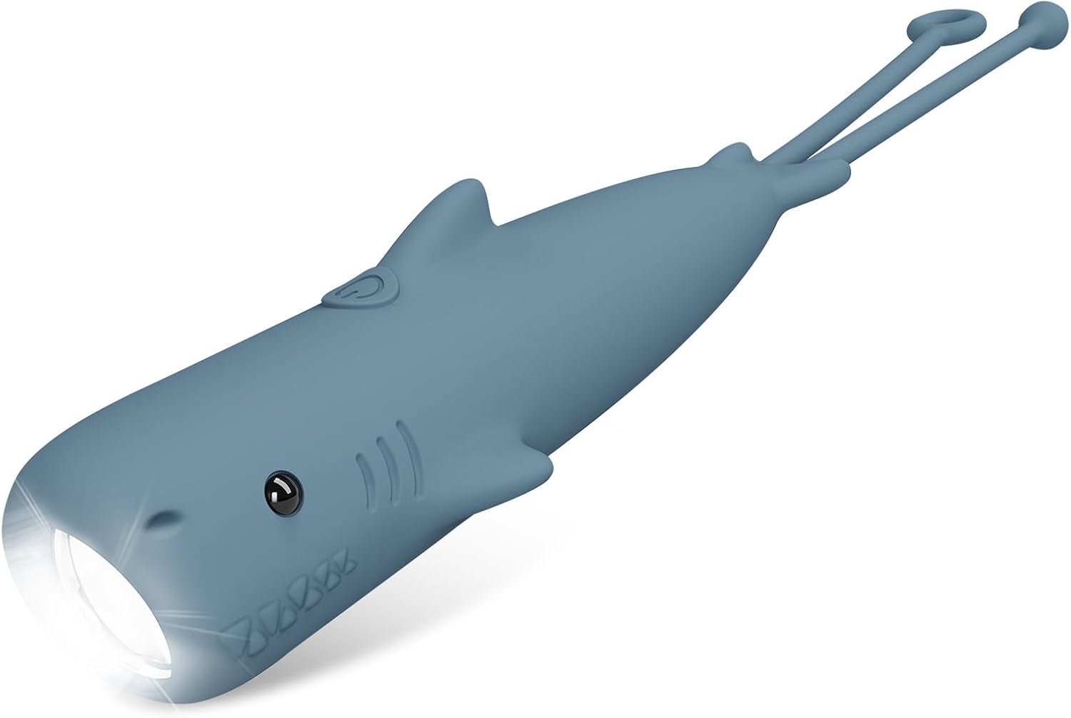 Akumulatorowa, ściemnialna latarka LED Shark o dużej jasności dla dzieci, na kemping i wędrówki. Prezent dla dzieci.