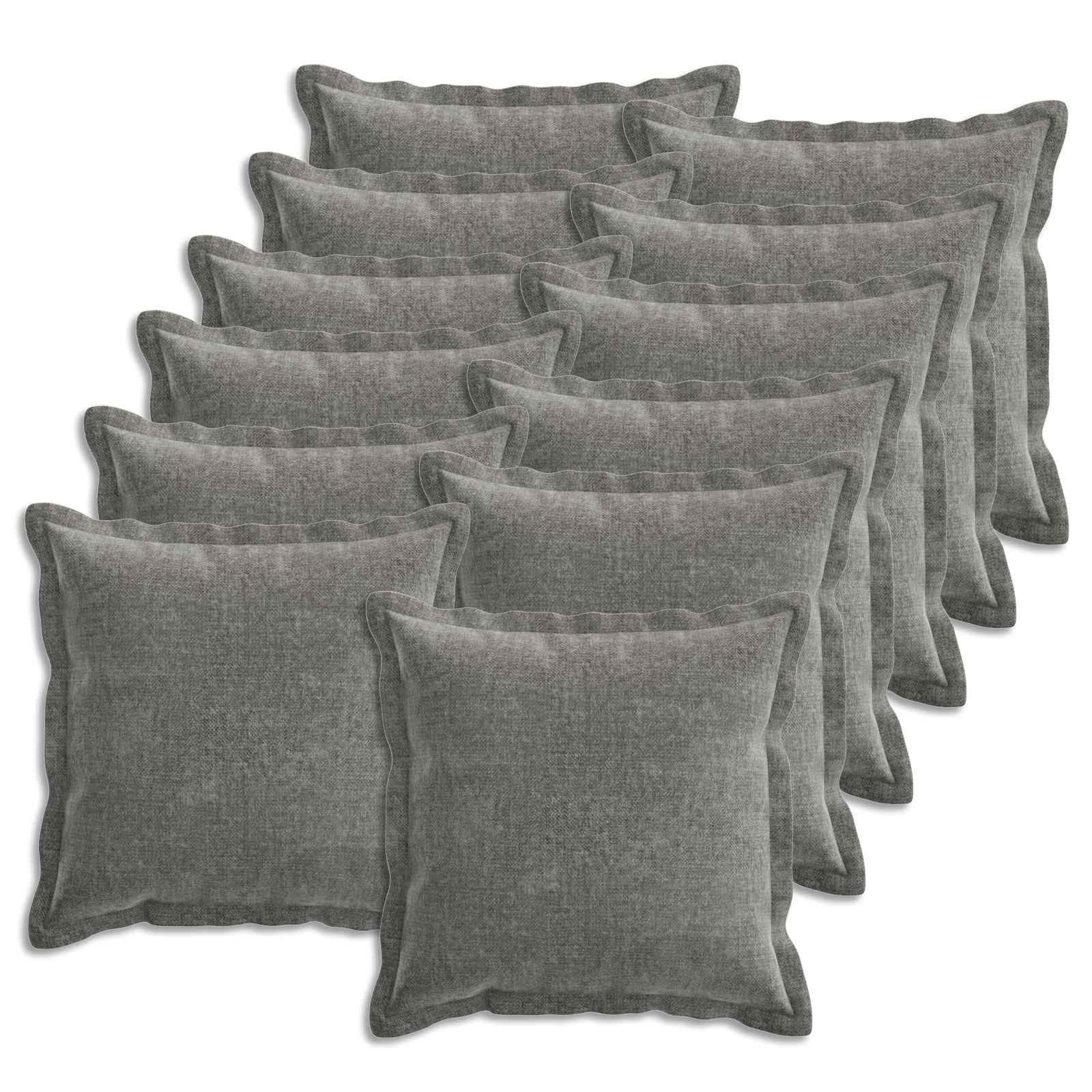 12x Poszewka Dekoracyjna na Poduszkę 50x50 cm Szenilowa Ciemnoszara