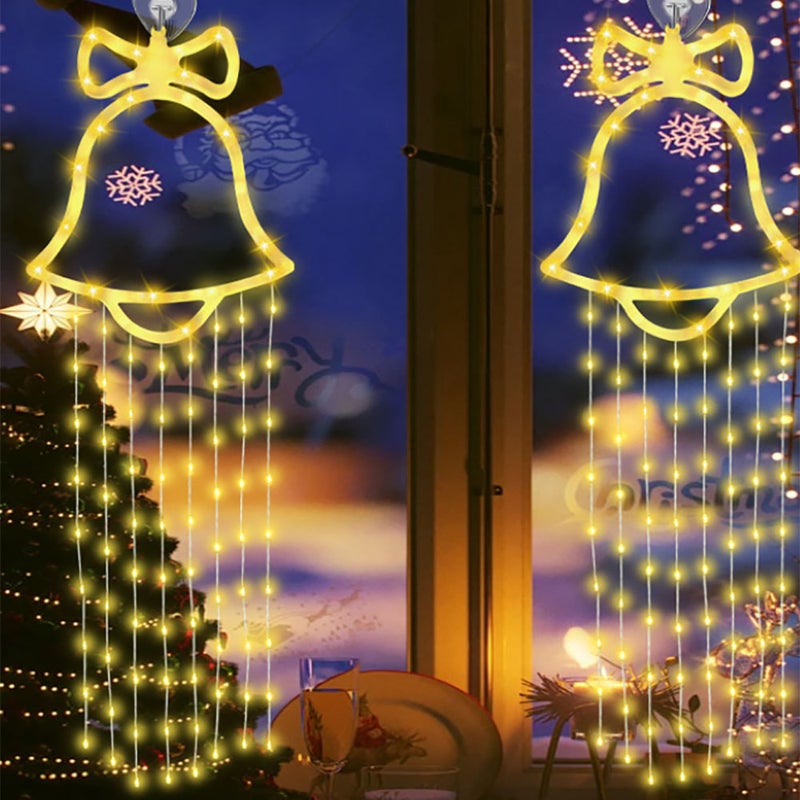 83CM Świąteczne dekoracje okienne, lampki LED USB Jingle Bell, lampki do dekoracji świątecznych