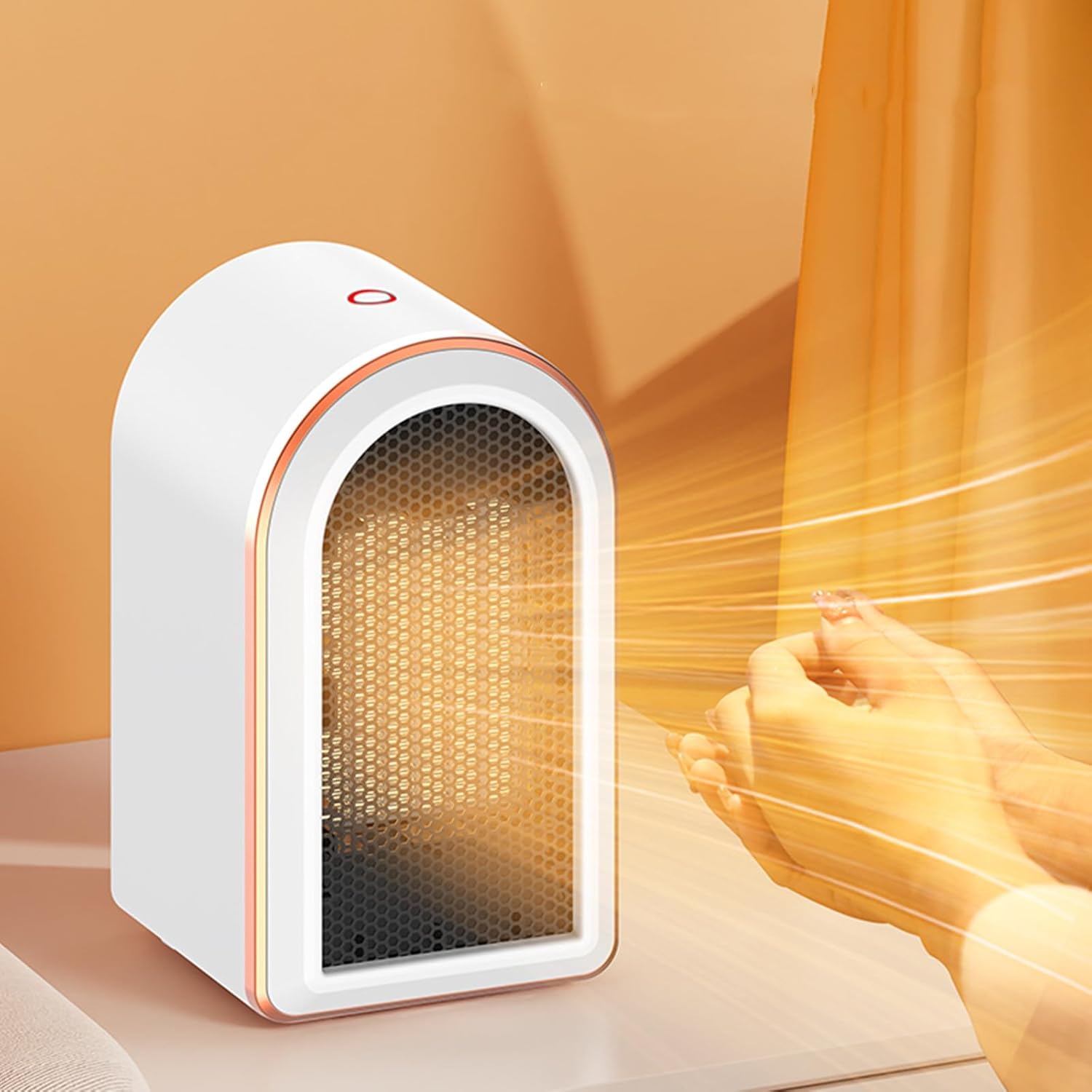 Przenośny grzejnik elektryczny, mały grzejnik, energooszczędny, ceramiczny PTC, cichy, 1200 W, biały