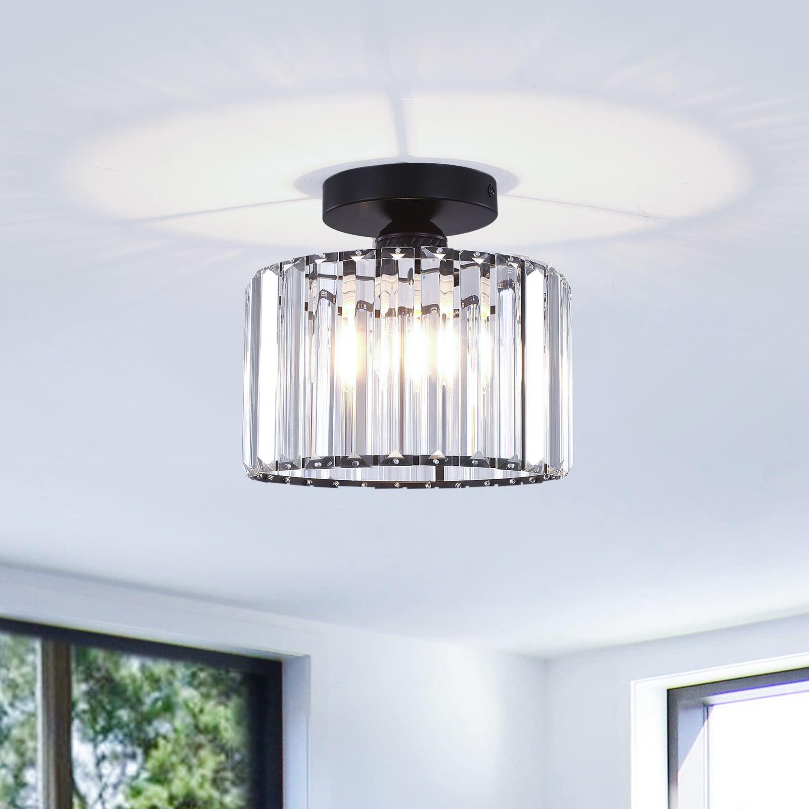Lampy sufitowe kryształowe – Półwpuszczana lampa sufitowa, nowoczesny żyrandol, lampa sufitowa retro do kuchni, sypialni, przedpokoju, białe światło