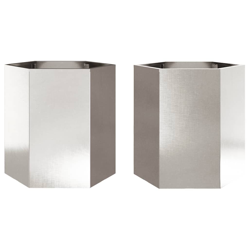 2x Donica Ogrodowa Metalowa Sześciokątna ze Stali Nierdzewnej