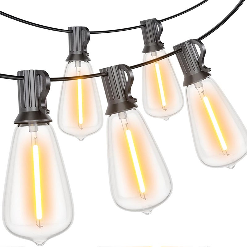 Zewnętrzna girlanda LED, wodoodporne oświetlenie ogrodowe z możliwością ściemniania, żarówka ST38, 7,62 metra, 25 świateł (kolor ciepły)