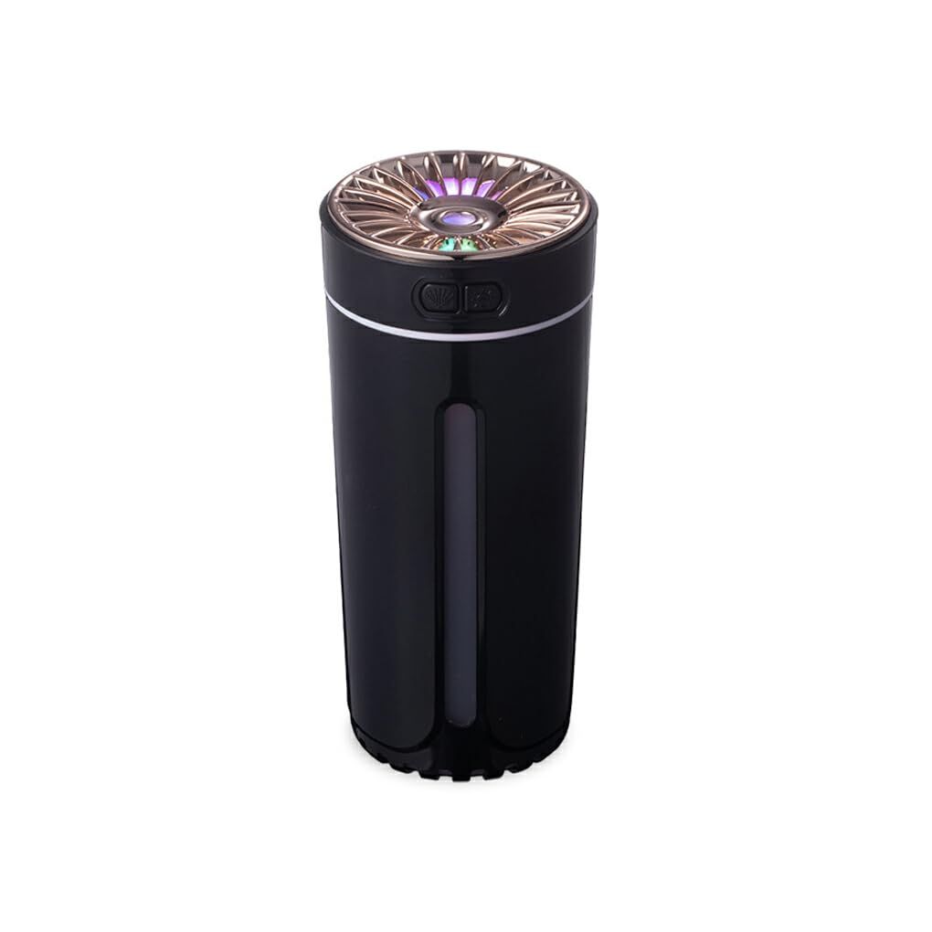 Nawilżacz Powietrza USB 300 ML z Regulowanym Światłem i Mgiełką, Przenośny Dyfuzor Biurka do Sypialni Auta, Czarny