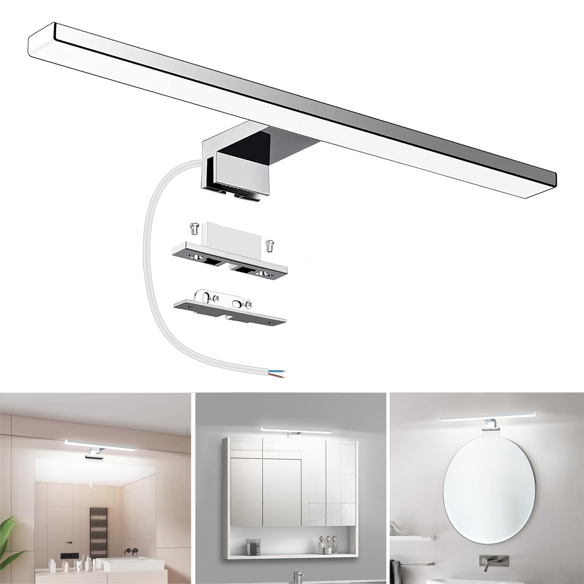 Lampa LED do lustra, lampa do łazienki o neutralnej bieli 4000 K, wodoodporna i bez migotania, lampa do szafek do luster, 30 cm.