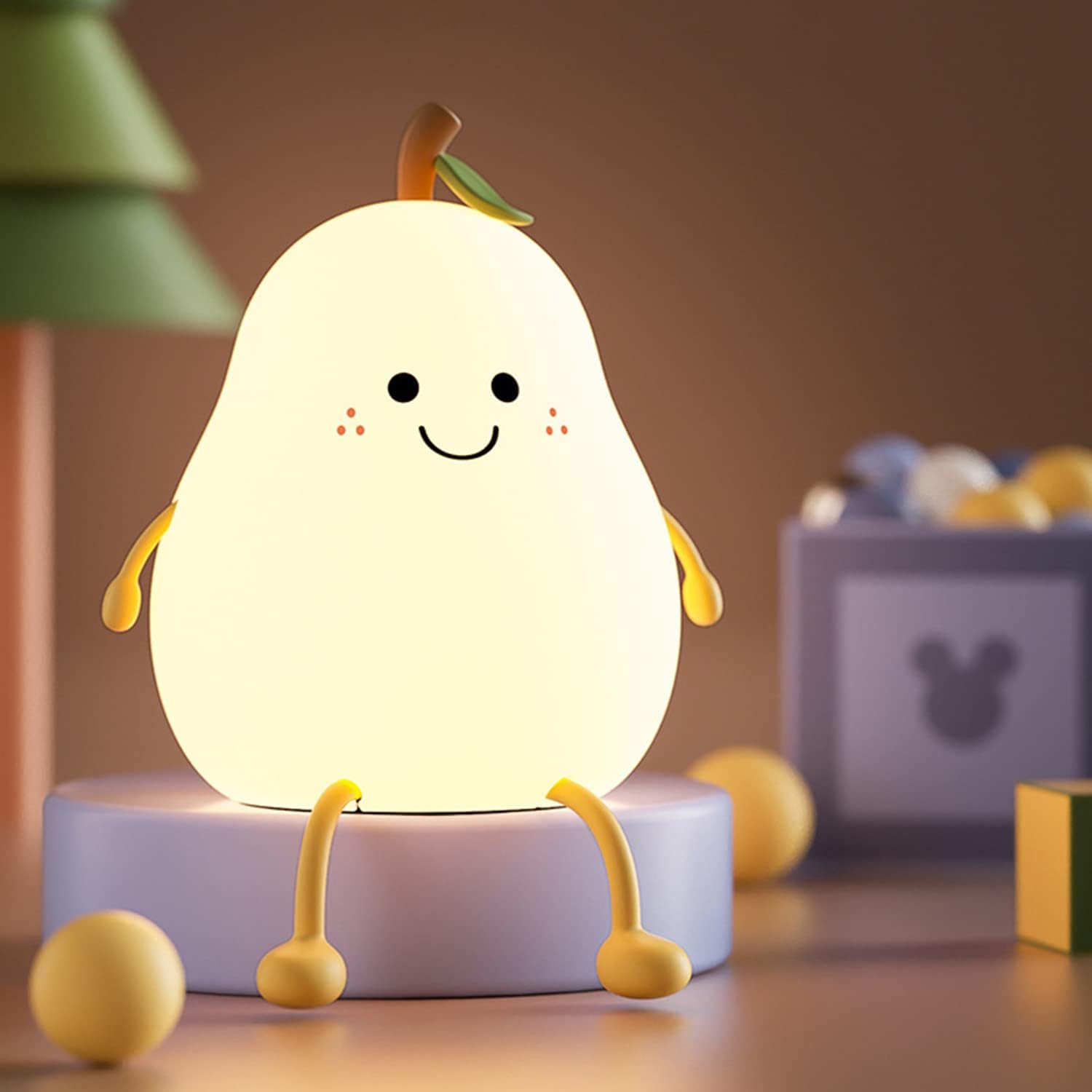 Kreatywna lampka nocna LED w kształcie gruszki, z 7 kolorami i funkcją timera, ładowana przez USB, idealna na prezenty świąteczne i do sypialni