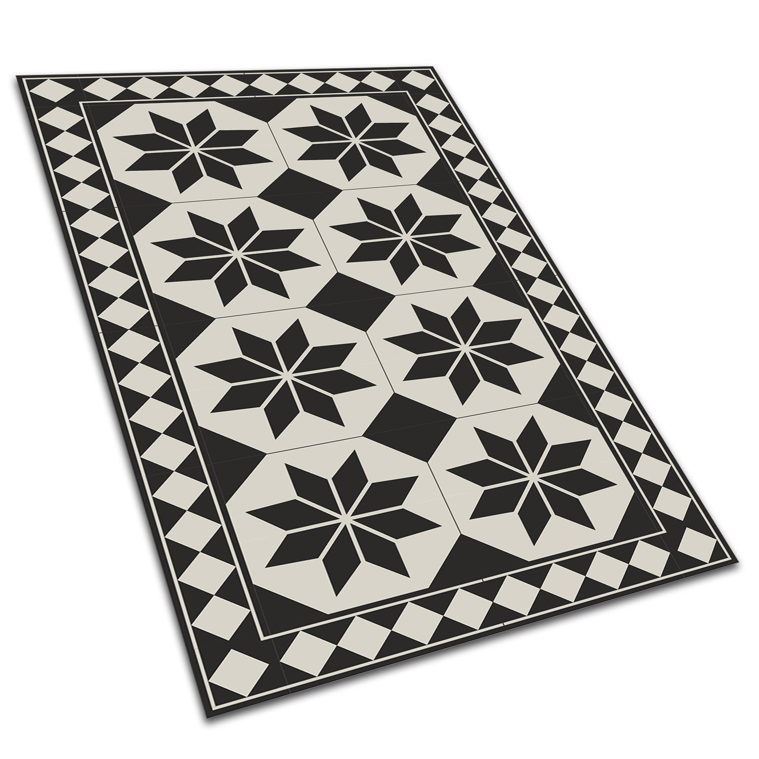 Mata winylowa czarno-białe gwiazdy dywan PCV do kuchni minimalistyczny dywanik winylowy 90x60 cm – Tulup