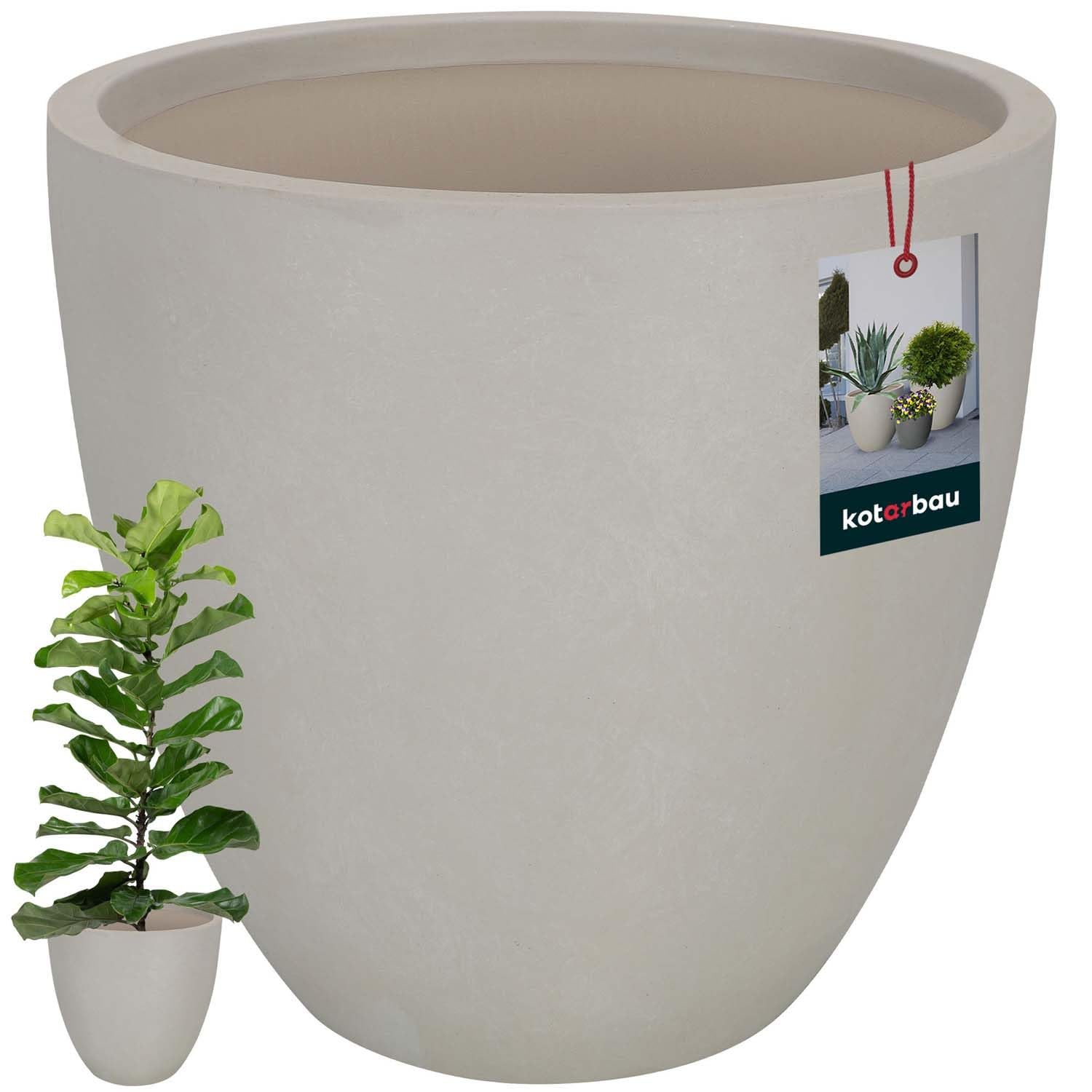 Doniczka z Włókna Ceramicznego ⌀ 36cm - Donica do Salonu - Doniczka na Taras do Ogrodu - Beton Architektoniczny - Industrialna - Beżowa - KOTARBAU