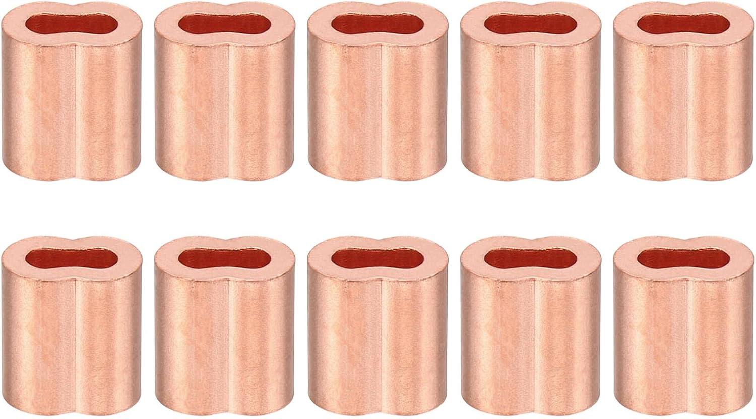 Rękaw pętlowy do liny stalowej 1/8" / 3 mm, opakowanie 10 sztuk podwójnie zaciskanych miedzianych rękawów pętlowych do końcówek linowych