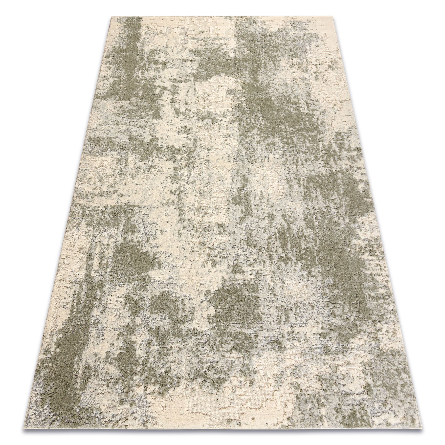 Dywan FLUX 461.138.SA400 wełniany OSTA - Abstrakcja, strukturalny, loftowy zielony / beż 60x120 cm