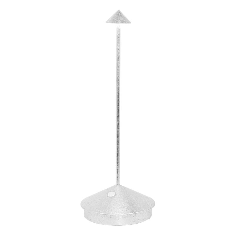 Lampa stołowa LED Pina Pro, akumulatorowa i ściemnialna, srebrna folia, szafran, 2200-2700-3000K