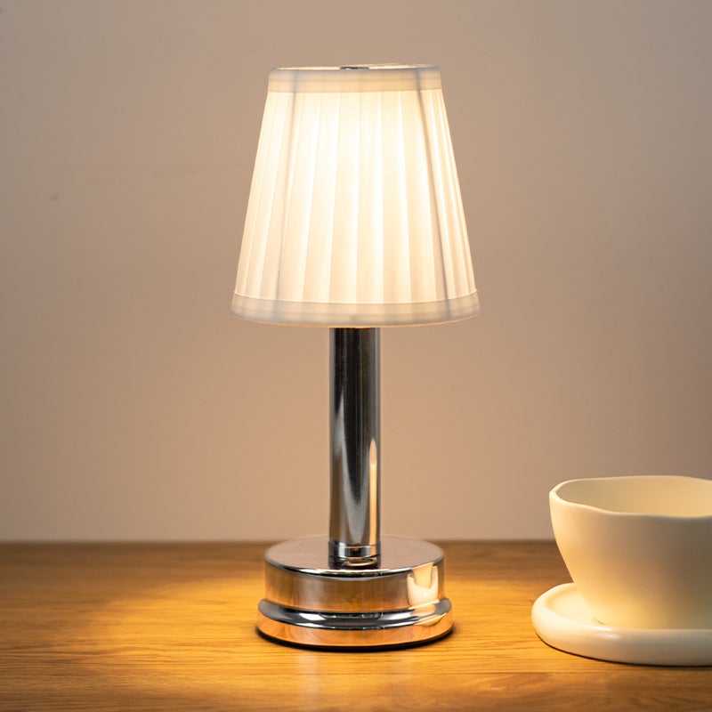Nowoczesna lampa stołowa bezprzewodowa, przenośna lampka biurkowa LED z tkaniny, ładowane światło ze ściemnianiem, ciepłe światło