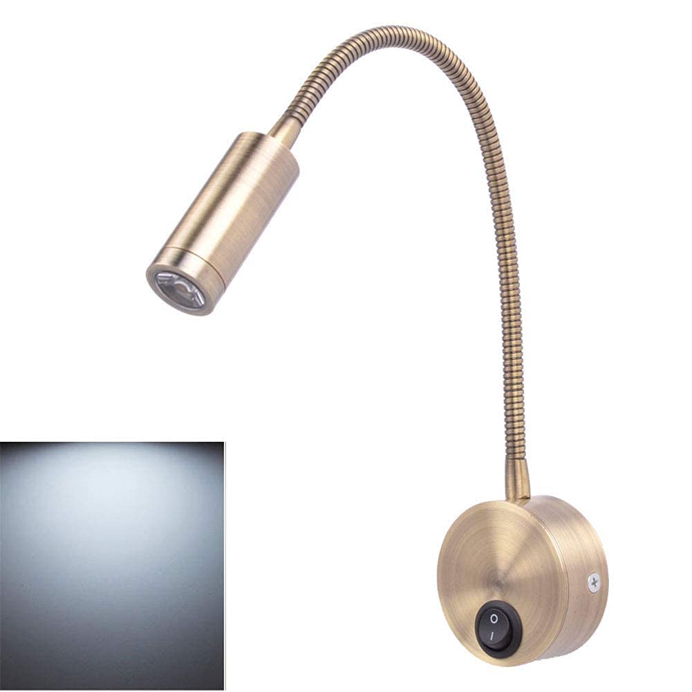 Ultra Beam Lighting LED lampka do czytania antyczne wykończenie lampki do czytania elastyczna lampa ścienna lampka do czytania książek białe światło