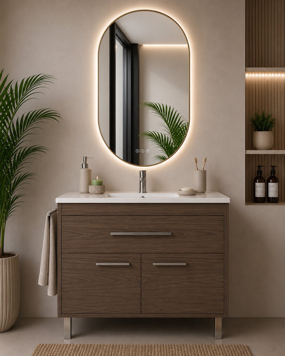 Szafka łazienkowa z umywalką ORIGENBATH BAHIA bez lustra 80x45 cm jesion tea