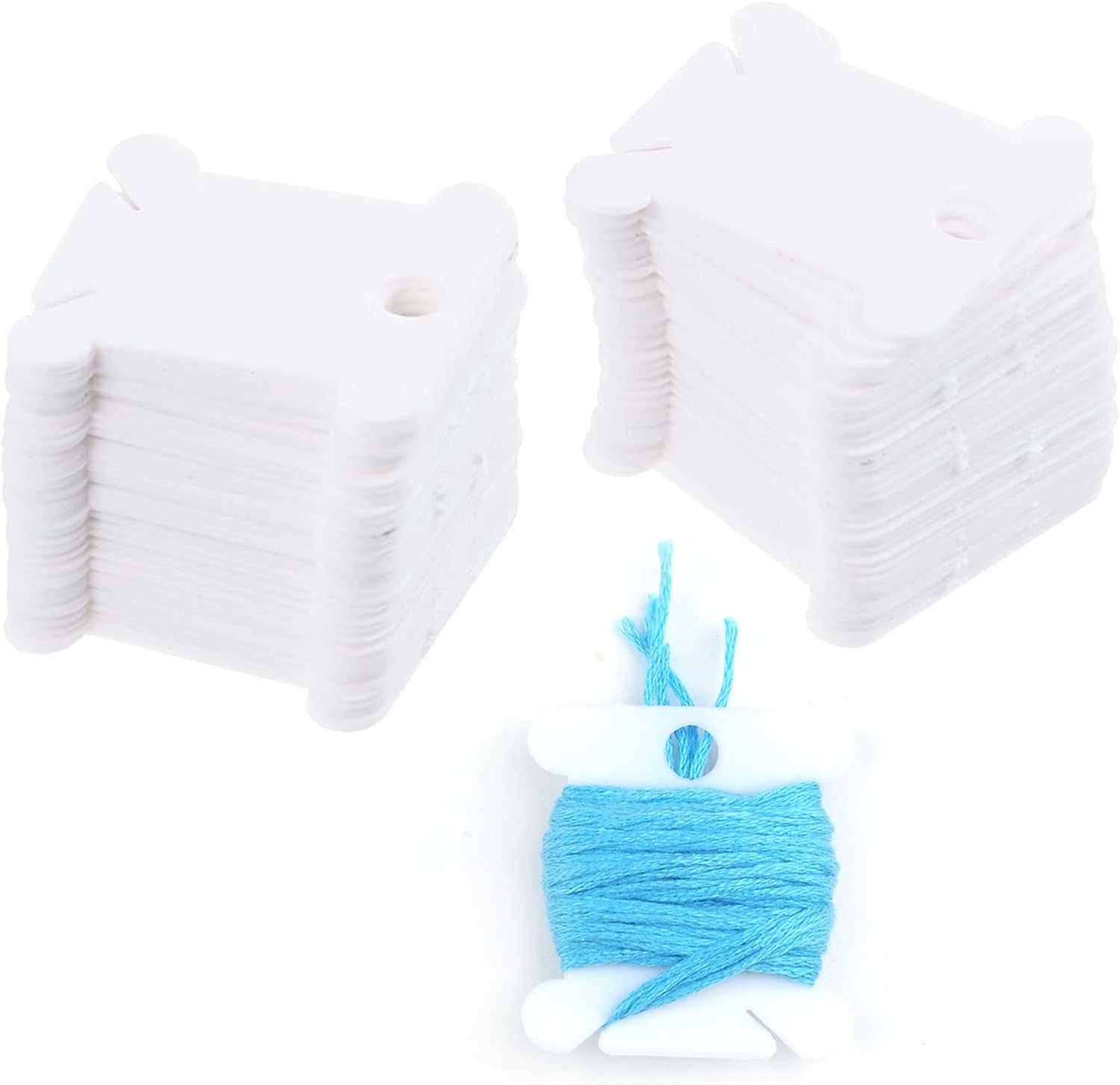 50 szt. plastikowych szpulek na nici, plastikowe szpulki na nici, karta na nici, szpulki na nici do haftu, organizer na szpulki na nici, karty na nici