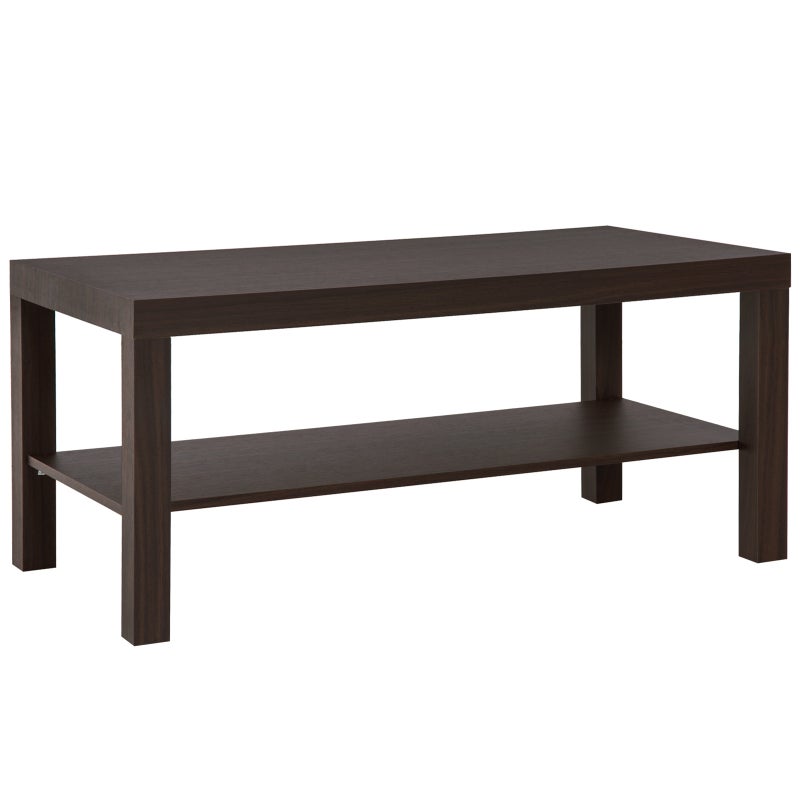 Nowoczesny stolik kawowy z 2 półkami, stolik pomocniczy do salonu, udźwig 20 kg, 90 x 45 x 44,5 cm, orzech