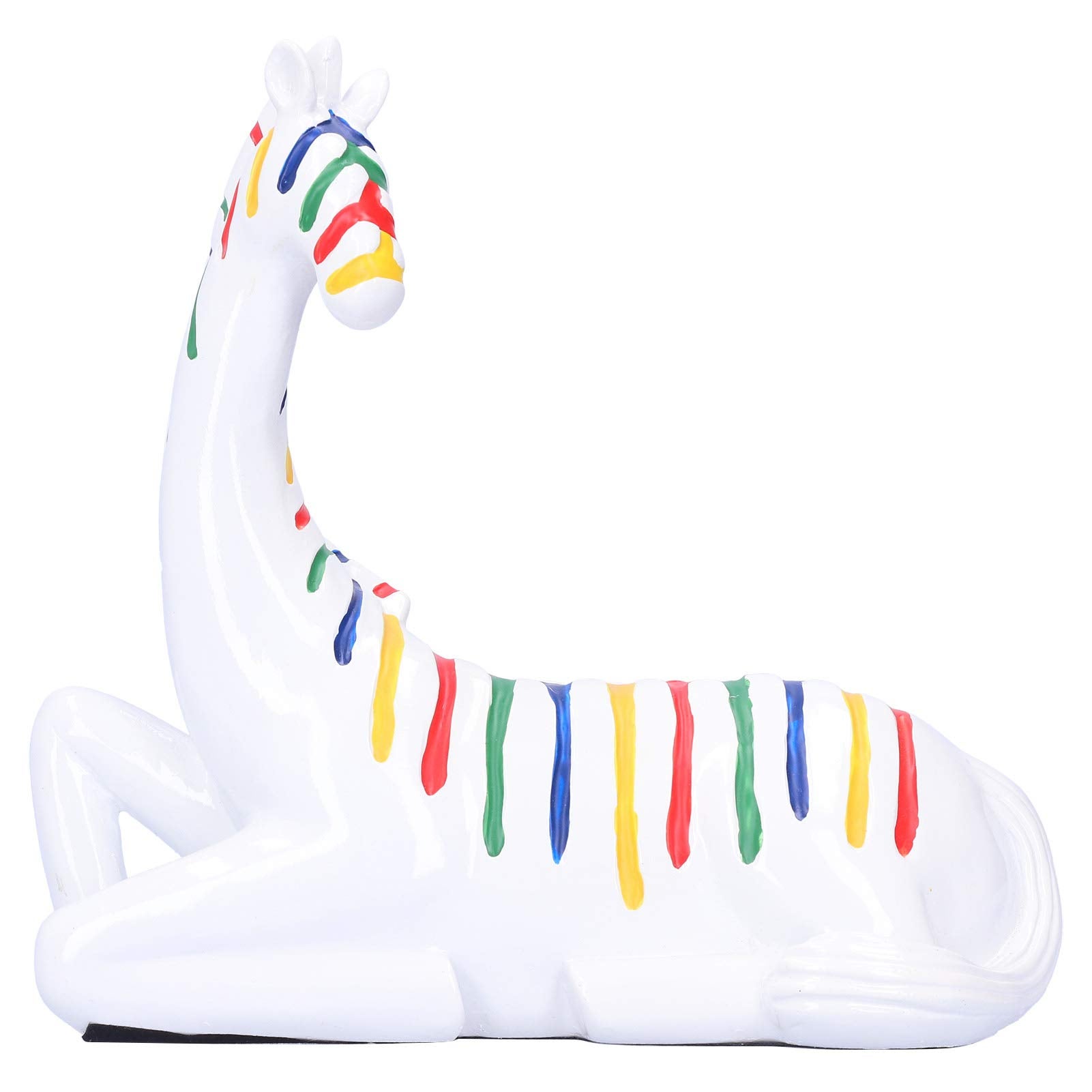 Kolorowa, dekoracyjna ceramiczna figurka klęczącego konia, ozdoba na biurko, prezent urodzinowy