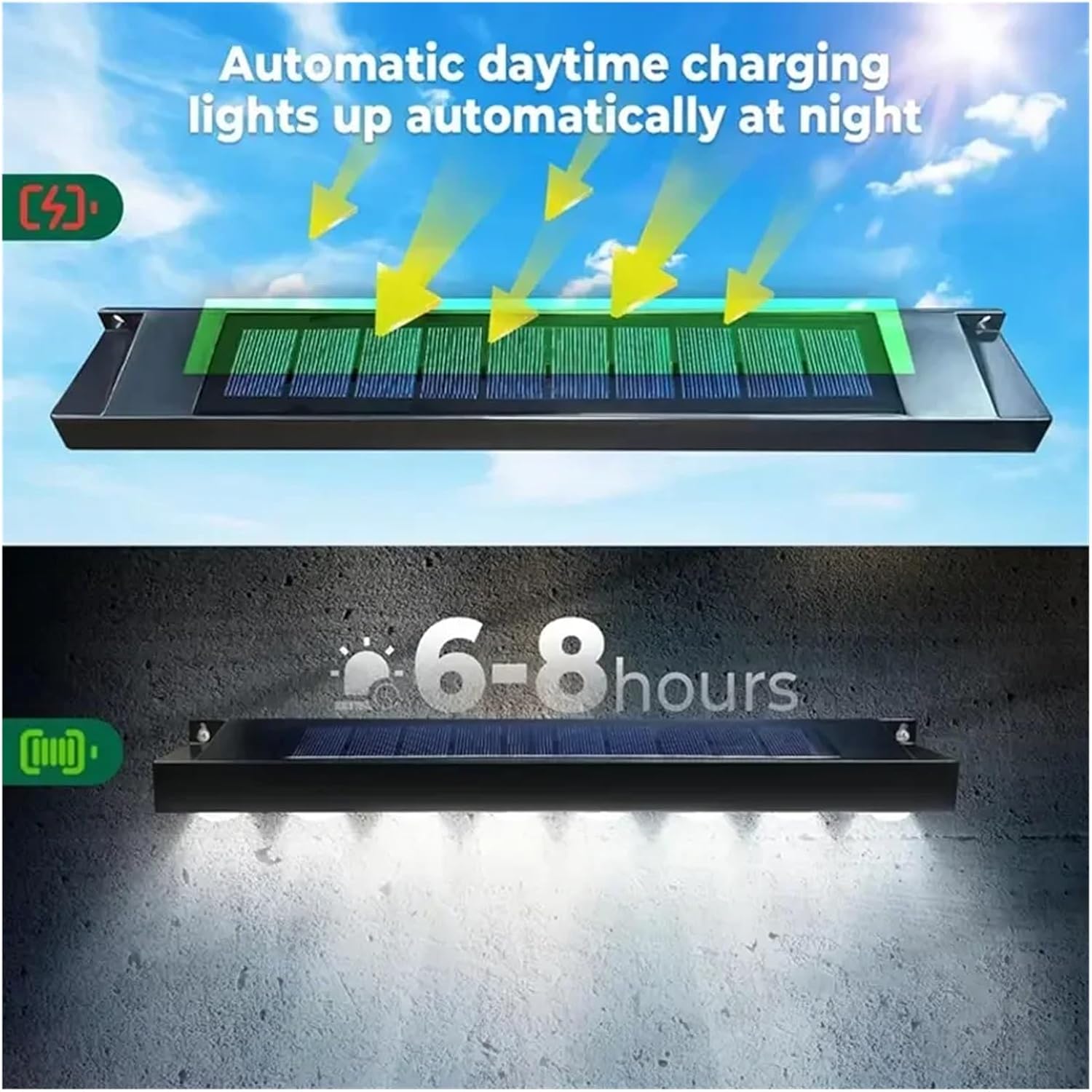 Solarna lampa ścienna LED z 4 diodami LED, wodoodporna, do użytku na zewnątrz, idealna do dekoracji ogrodów, balkonów, schodów, ogrodzeń i tworzenia n