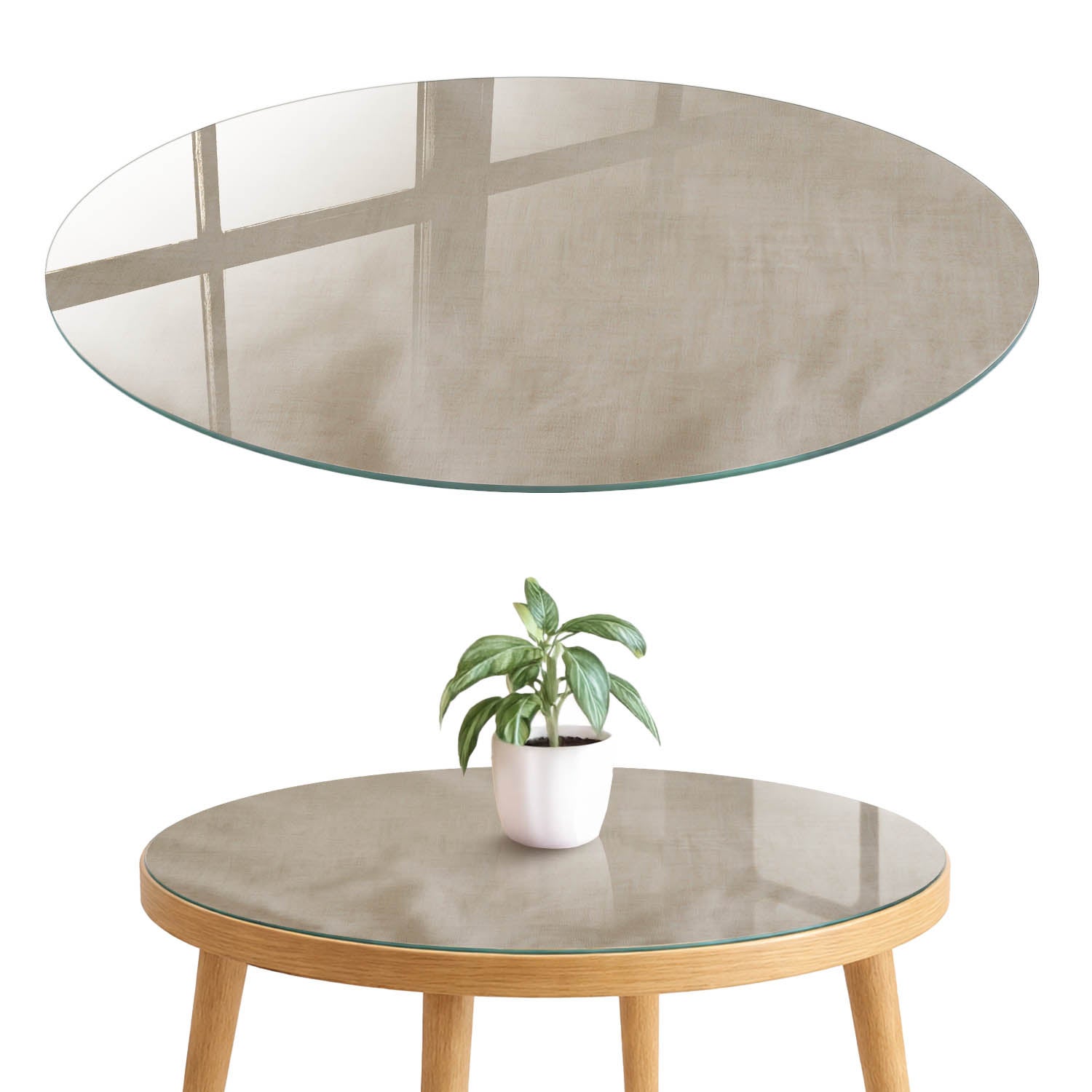 Nakładka szklana 4 mm z nadrukiem - odśwież stół, komodę lub szafkę fi100 cm Spokojna elegancja