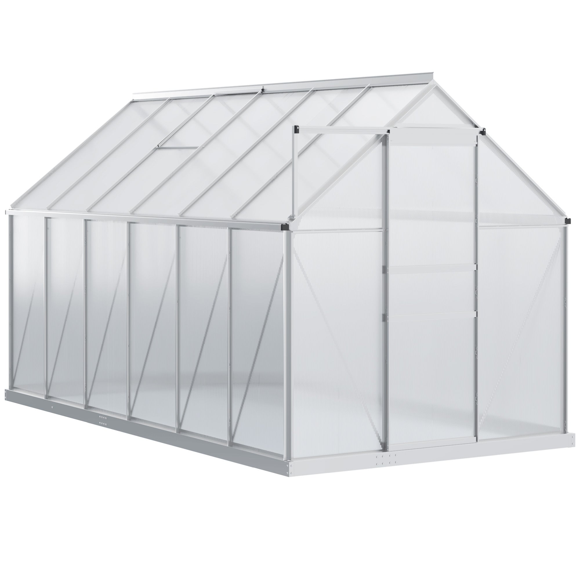 Szklarnia aluminiowa z poliwęglanu o powierzchni 7,1 m² z fundamentem, 190 x 375 x 199 cm, z oknem