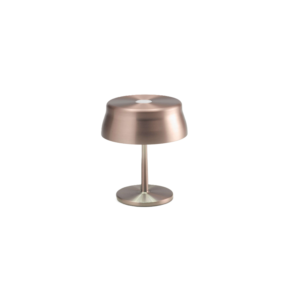 Lampa stołowa Zafferano Sister Light Mini Wi-Fi Smart LED w kolorze miedzianym, ładowalna i ściemnialna - 2200-2700-3000-4000K, 3,2W, wys 17 cm
