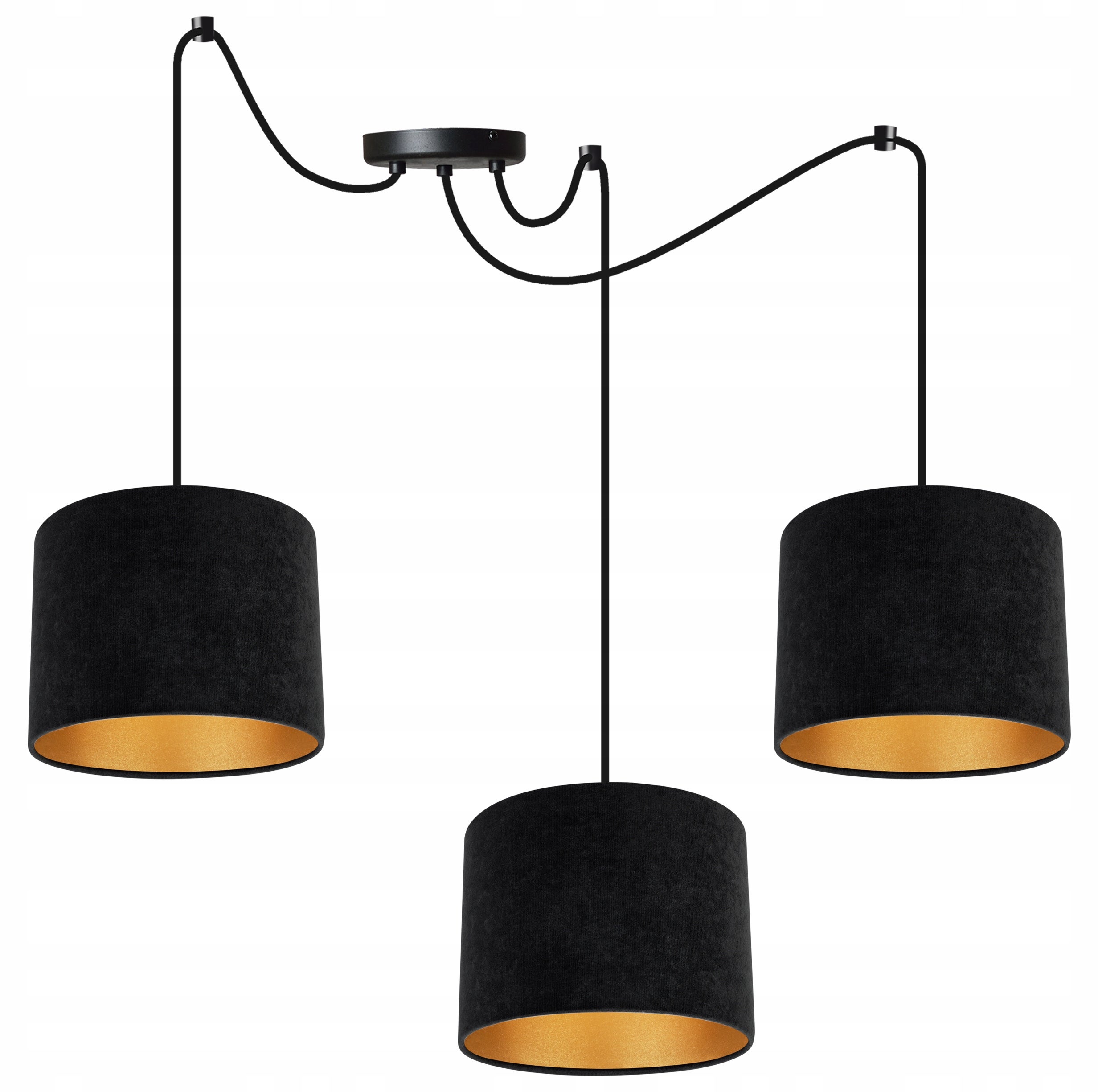 Lampa sufitowa wisząca Light Home LH Spider Milan 3x E27 abażur cylindryczny złoty/czarny elegancka