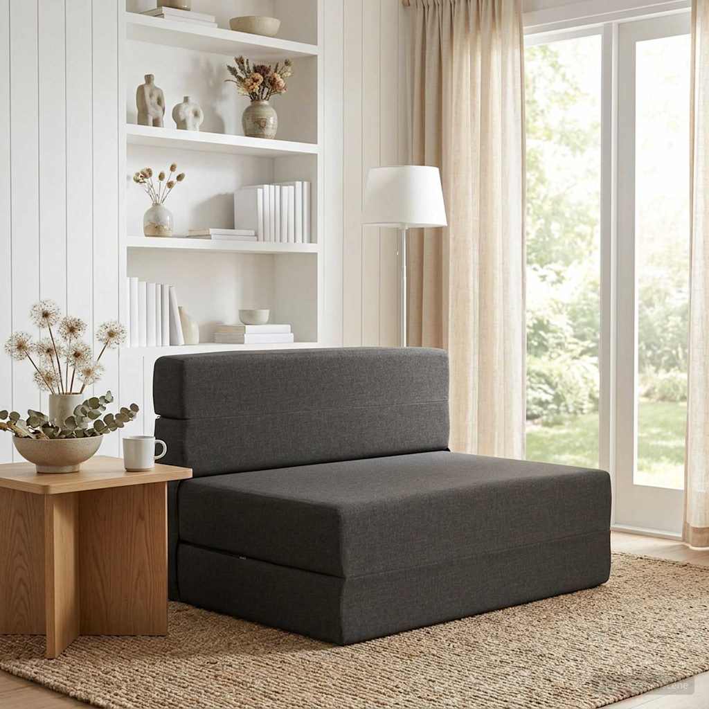 Składana Sofa Łóżko ciemnoszary 100 x 80 x 60 cm tkanina vidaXL