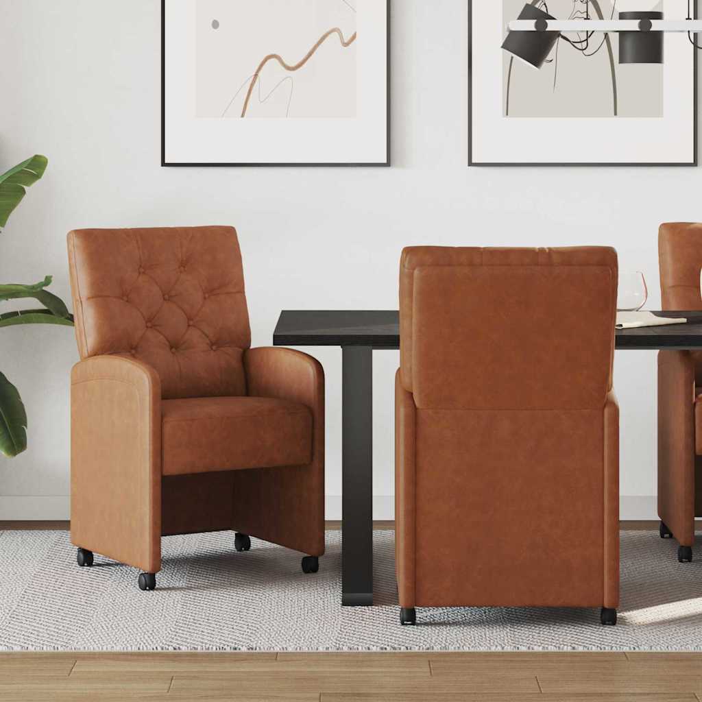 Krzesełka jadalne na kółkach 2 pcs Brązowy 58 x 67 x 97 cm vidaXL