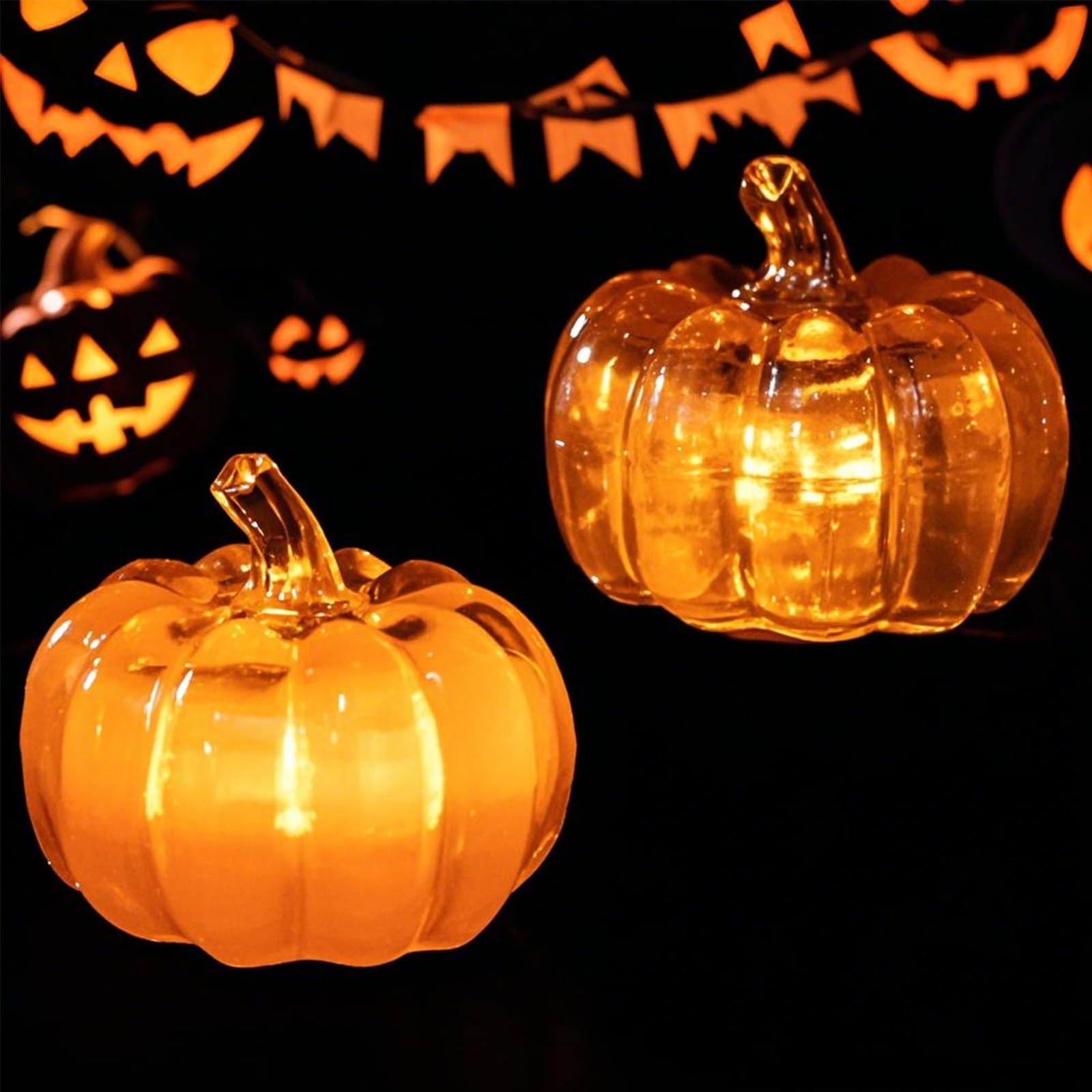 Zestaw lamp stołowych LED w kształcie dyni dekoracyjne oświetlenie jesienne dekoracyjna dynia Halloween na Święto Dziękczynienia i Boże Narodzenie A B