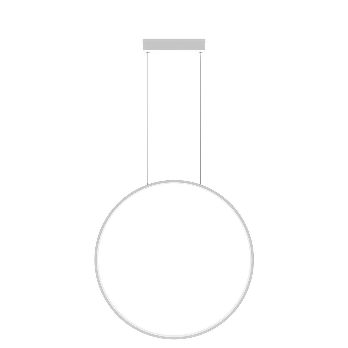 Okrągła biała lampa wisząca LED CCT do salonu lub nowoczesnej kuchni, 60 cm