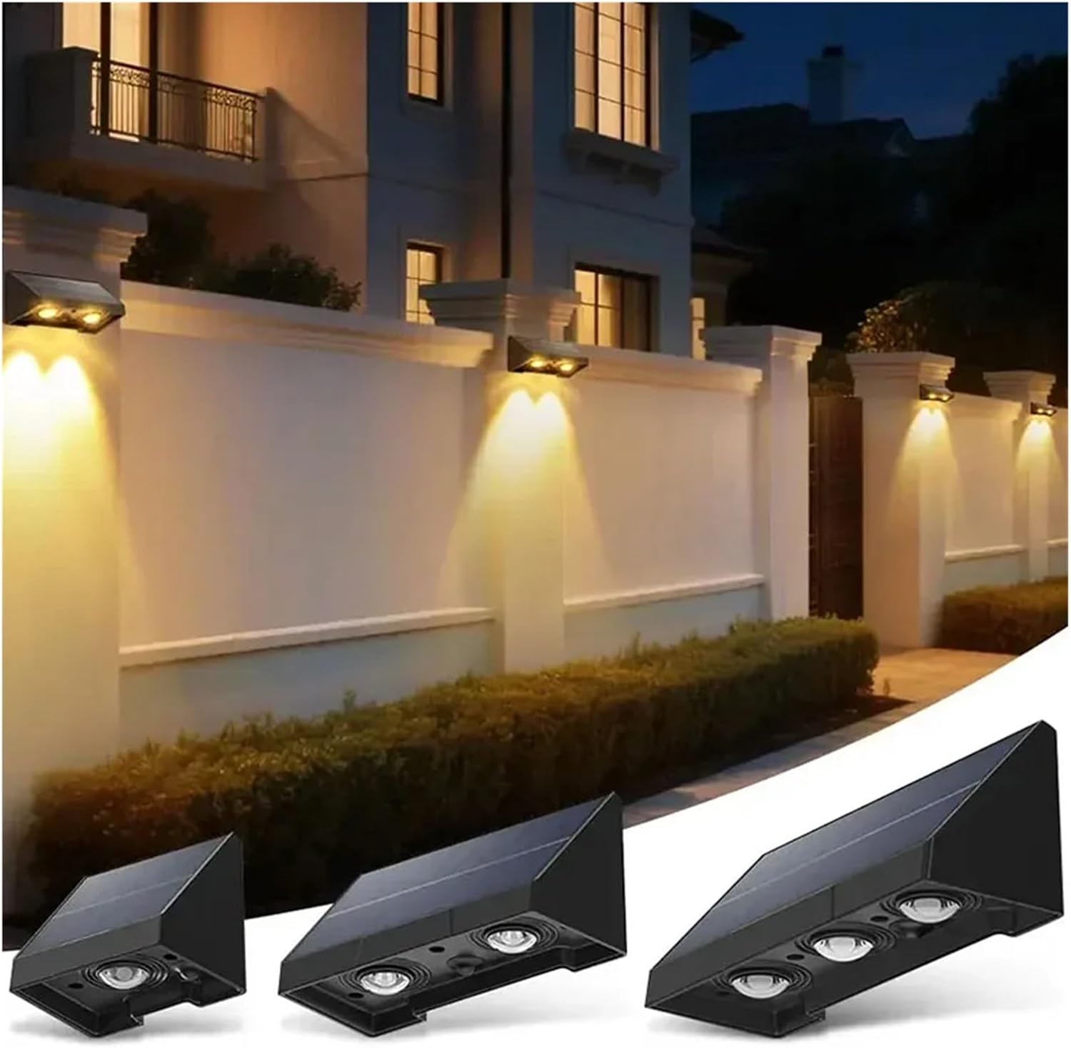 Wodoodporna, zewnętrzna lampa ścienna zasilana energią słoneczną, ciepłe światło, do oświetlenia ogrodzenia, ogrodu, numeru domu, adresu, patio, balk